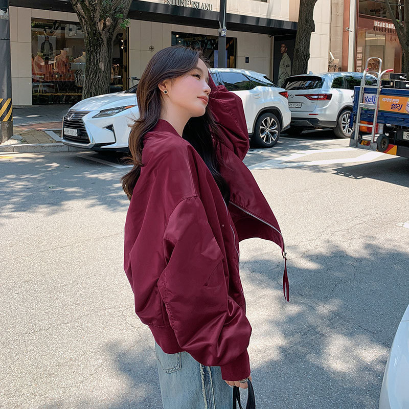 ins超火糖果色棒球服女秋季韩版宽松百搭小个子短款夹克外套潮|undefined