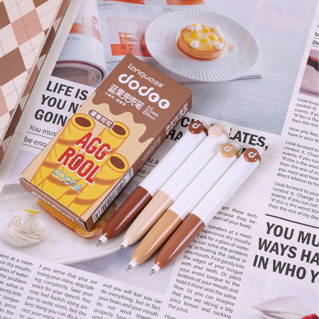 藍果兜兜口袋筆按動中性筆ins高顏值學生用CS雙珠黑色速干刷題筆