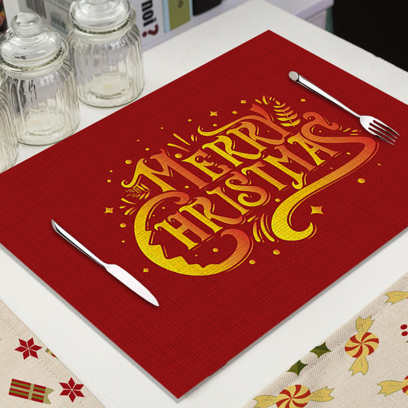 Mantel Individual de Lino para Navidad - Diseño de Dibujos Animados, Aislante, para Decoración