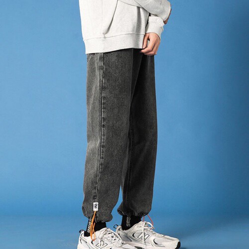 Thirteen-line men's loose ankle fashion brand couple casual pants spring and autumn black light color nine-inch pants