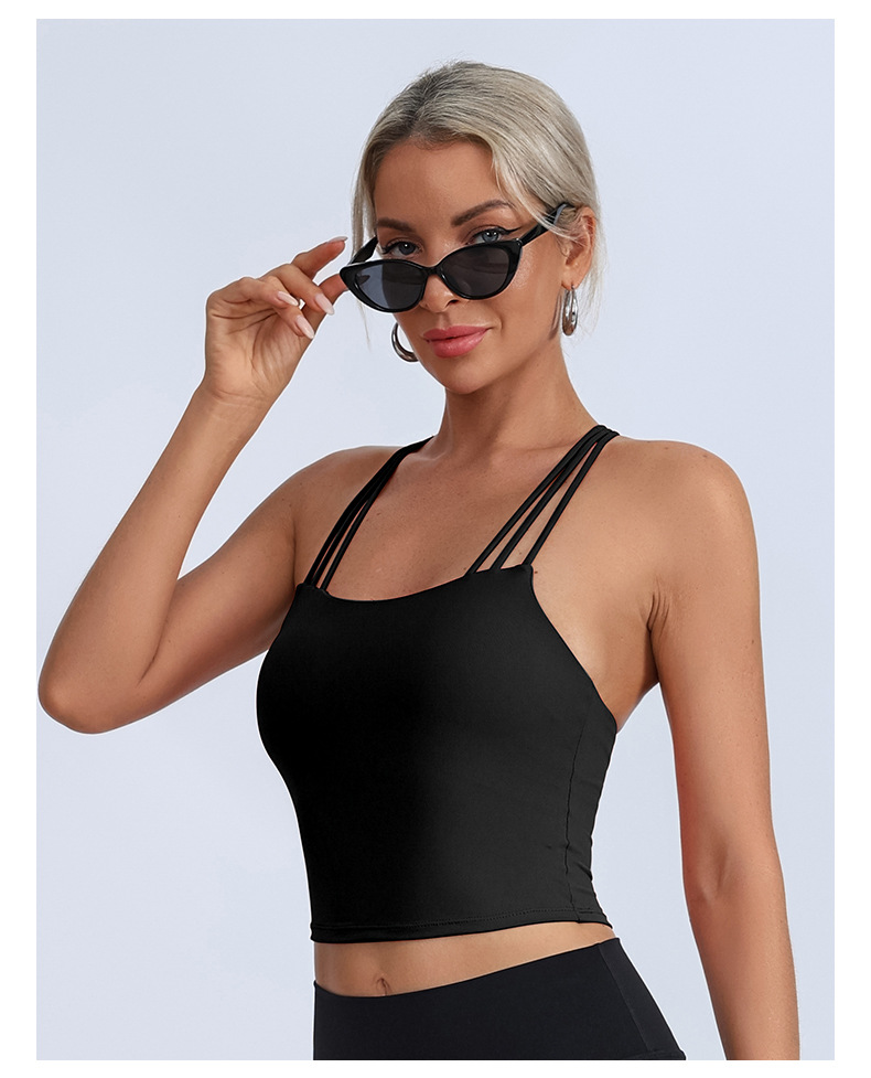 2026 nuevo producto de verano europeo y americano chaleco de yoga de mujer diseño cruzado de deporte cabina de secado rápido ropa de fitness transpirable