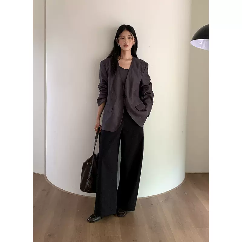 CLEAN SPACE简约通勤西装外套女2025秋季新款韩系宽松西服女57223