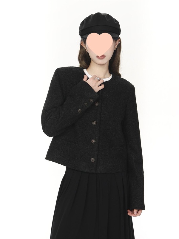 春季小香风外套女黑色毛感宽松休闲2025新款设计感法式上衣|undefined