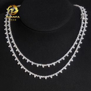 Diamond hair new 925 silver moissanite tennis chain 2.5mm hip hop three claw bracelet necklace HipHop cross border hot sale