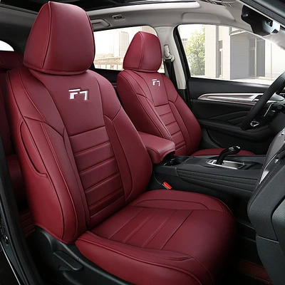 Five-Seater Fully Surrounded Car Seat Cushion | Modelə uyğun (Original) oturacaq örtükləri - burgundy-standard-edition-wear-resistant-leather