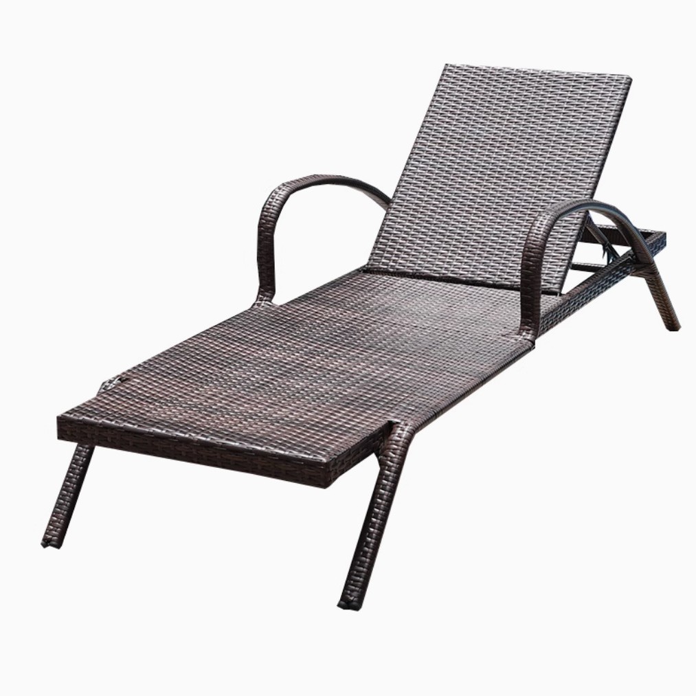 Cama de playa al aire libre sillón de playa piscina sillón de seda muebles balcón mesas de ocio sillas de caña siesta silla imitación de caña