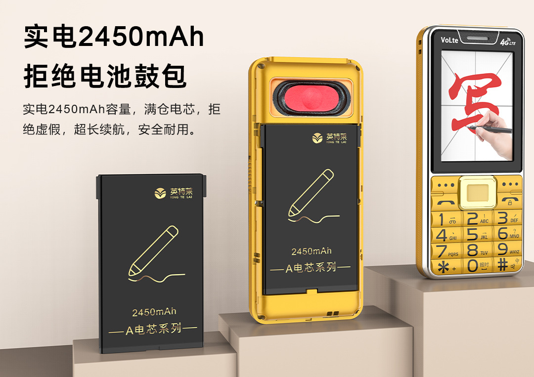 Handwriting large screen, dual side keys, crystal keys, SOS senior phone type-c, full network compatibility, 4G, ultra-long standby senior mobile phone undefined