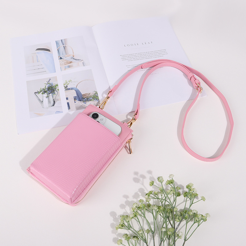 Bolso bandolera vertical para teléfono para mujer, bolso pequeño japonés ajustable para el hombro, linda cartera versátil para mujer al por mayor, con bloques de color