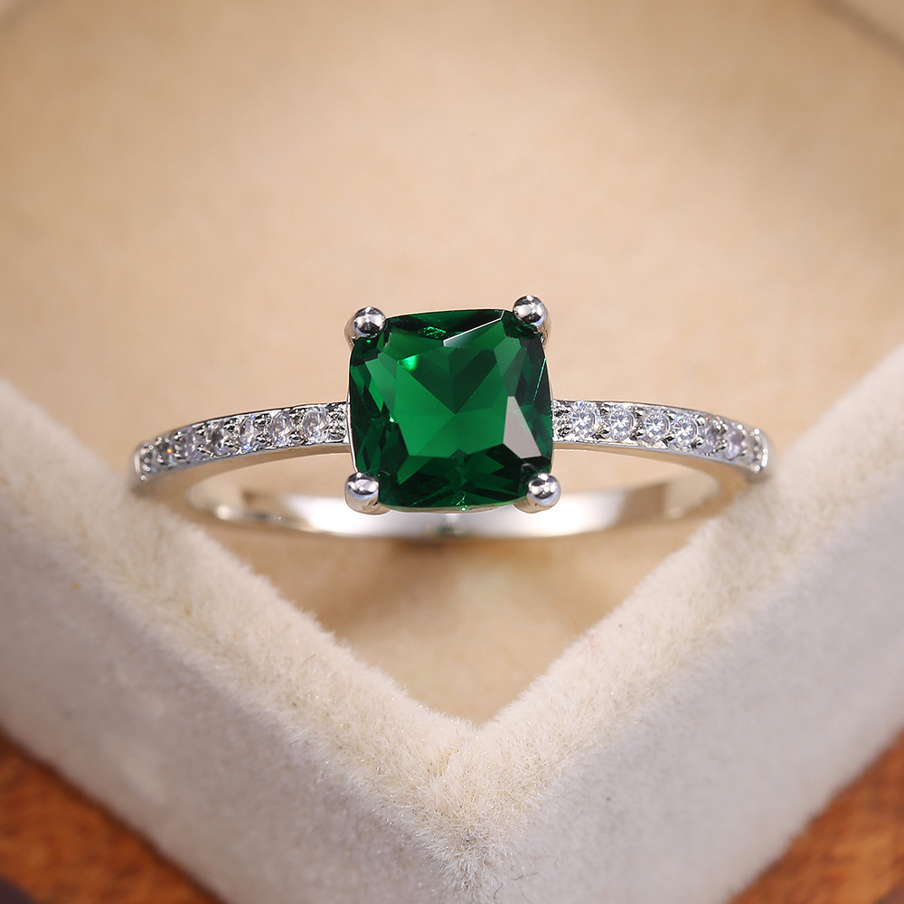 1 Piece Square Rings Zinc Alloy Zircon Women's Shiny Rings display picture 4
