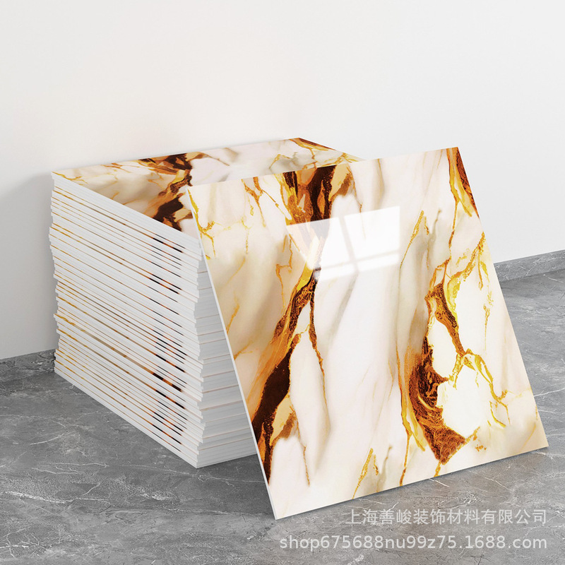 跨境出口批发30*30cm 仿瓷砖大理石纹自粘墙壁纸护墙板铝塑板贴纸|undefined