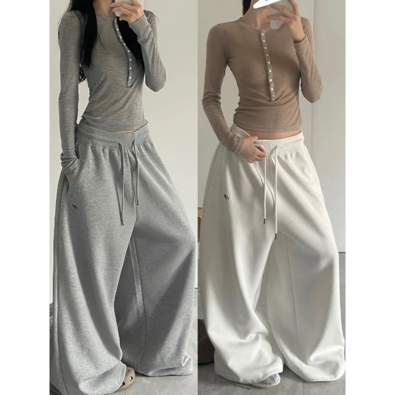 American Style Sports Casual Pants for Women, Autumn Loose Sweatpants, Wide-Leg Pants, Jazz Dance Drape Floor-Length Pants