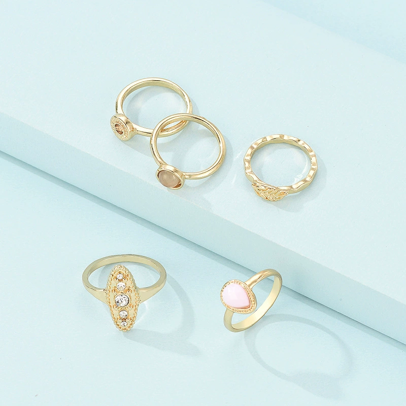 Fashionable retro metal golden water ancient style, wedding ring, set, European style, new collection
