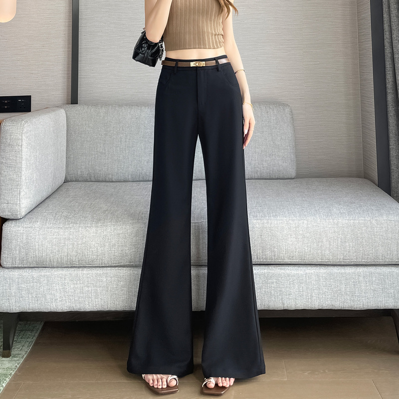 Black Straight-Leg Suit Flared Pants for Women, High-Waisted, Slimming, 2026 Summer New Style, Non-Tight Casual Flared Pants 16029 Black Straight-Leg Suit Flared Pants for Women, High-Waisted, Slimming, 2026 Summer New Style, Non-Tight Casual Flared Pants 16029