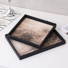 サンプルルームの軽い豪華な本革の馬毛のトレーの販売部のサンプルの間のお茶のテーブルの置物の柔らかい装飾品の収納皿