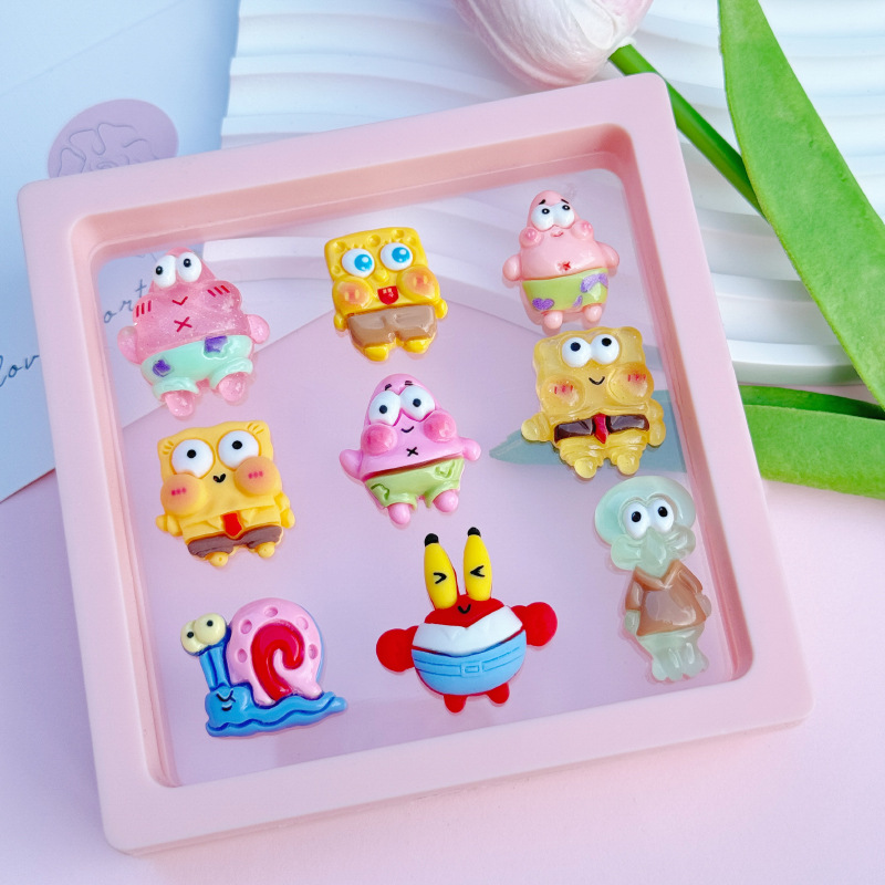 小卡海绵宝宝系列树脂diy饰品配件手机壳洞洞鞋贴片发夹发饰材