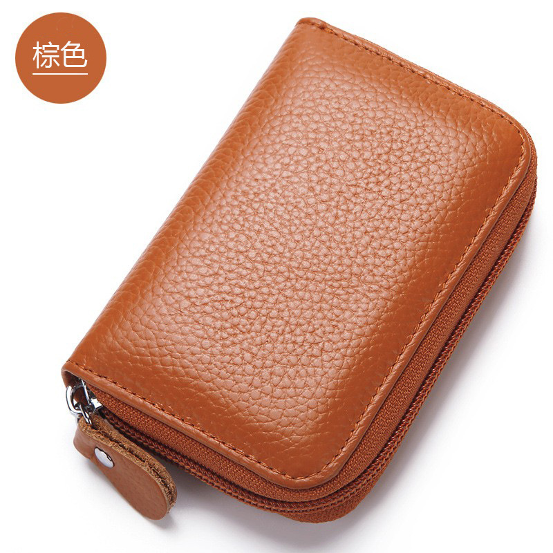 2024 Tao Bao primera capa titular de la tarjeta de piel de vaca cepillo antirrobo RFID órgano titular de la tarjeta monedero de los hombres tarjeta de crédito de vaca real