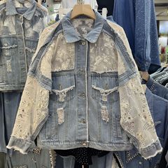 2025 夏の新しい国民風刺繍レースフラワーステッチルーズデニム日焼け止めジャケット