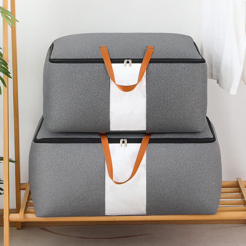 Bolsa de edredón de algodón bolsa de almacenamiento de dormitorio de viaje catiónico bolsa de embalaje de ropa de edredón de gran capacidad bolsa de almacenamiento de organización en movimiento