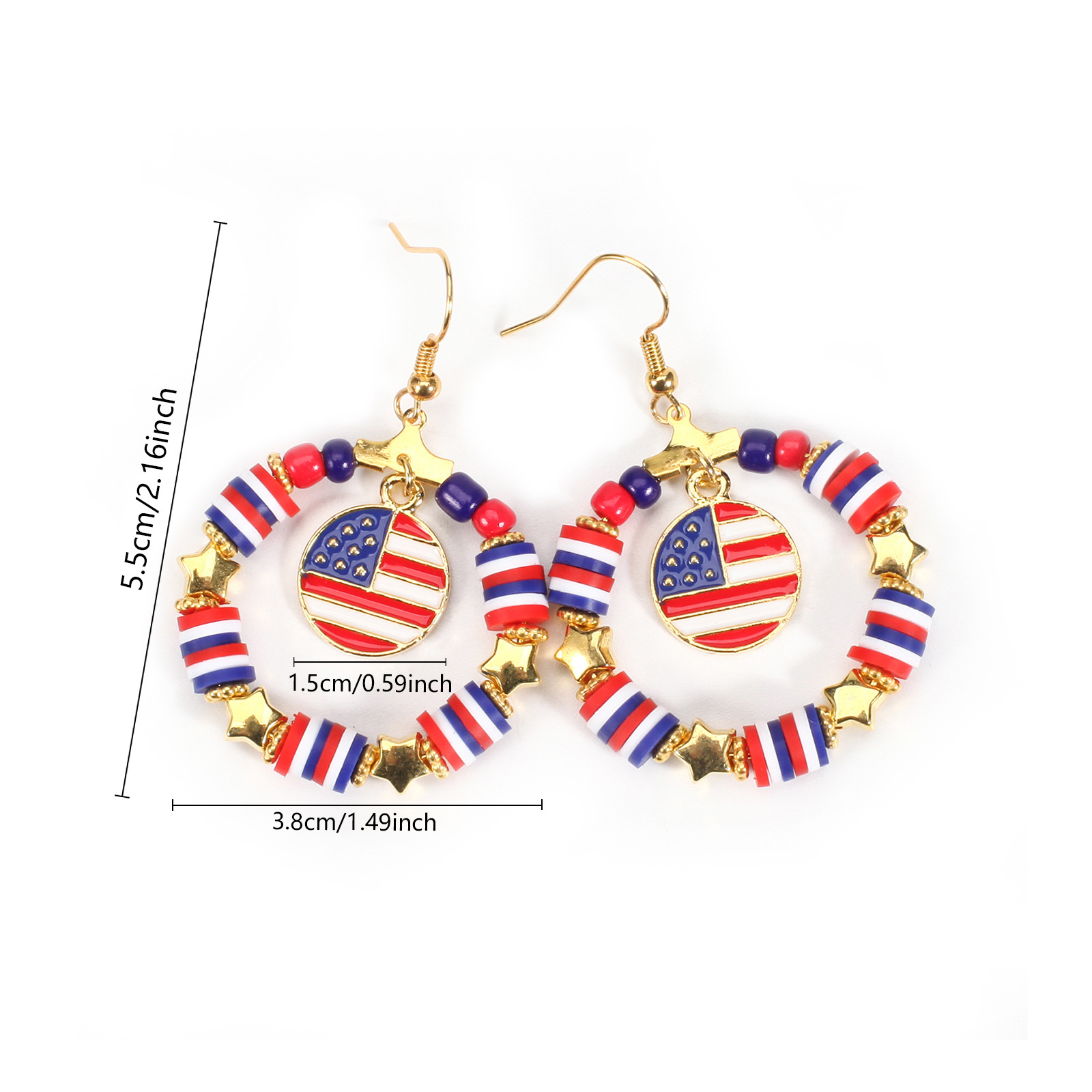 1 Pair Simple Style Classic Style Printing Printing Seed Bead Soft Clay Zinc Alloy Drop Earrings display picture 1