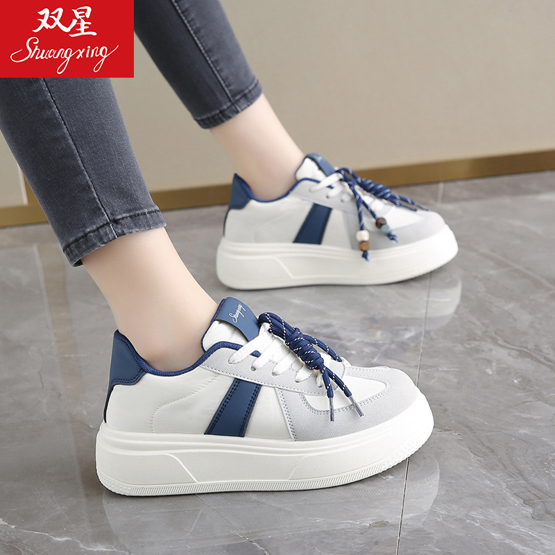 28083 Thick-Soled Platform Shoes 2025 New Casual Versatile Sneakers Color-Block Shoelace Decor Student_voghion.com