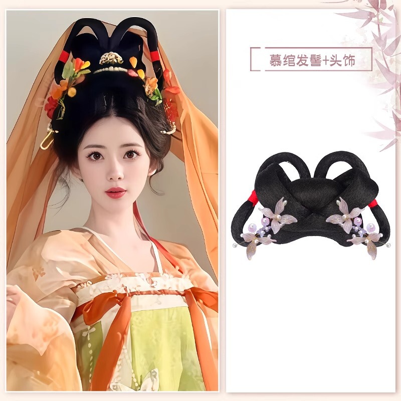古风假发包汉服假发头饰发髻盘发古装一体发饰女日常唐风发包垫发|undefined