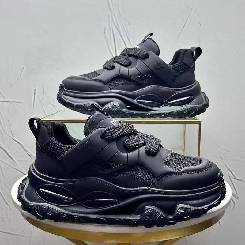 Giày thể thao nam lưới thoáng khí đế dày 3 cm kiểu sneaker năng động — YC512 màu trắng, YC512 màu đen