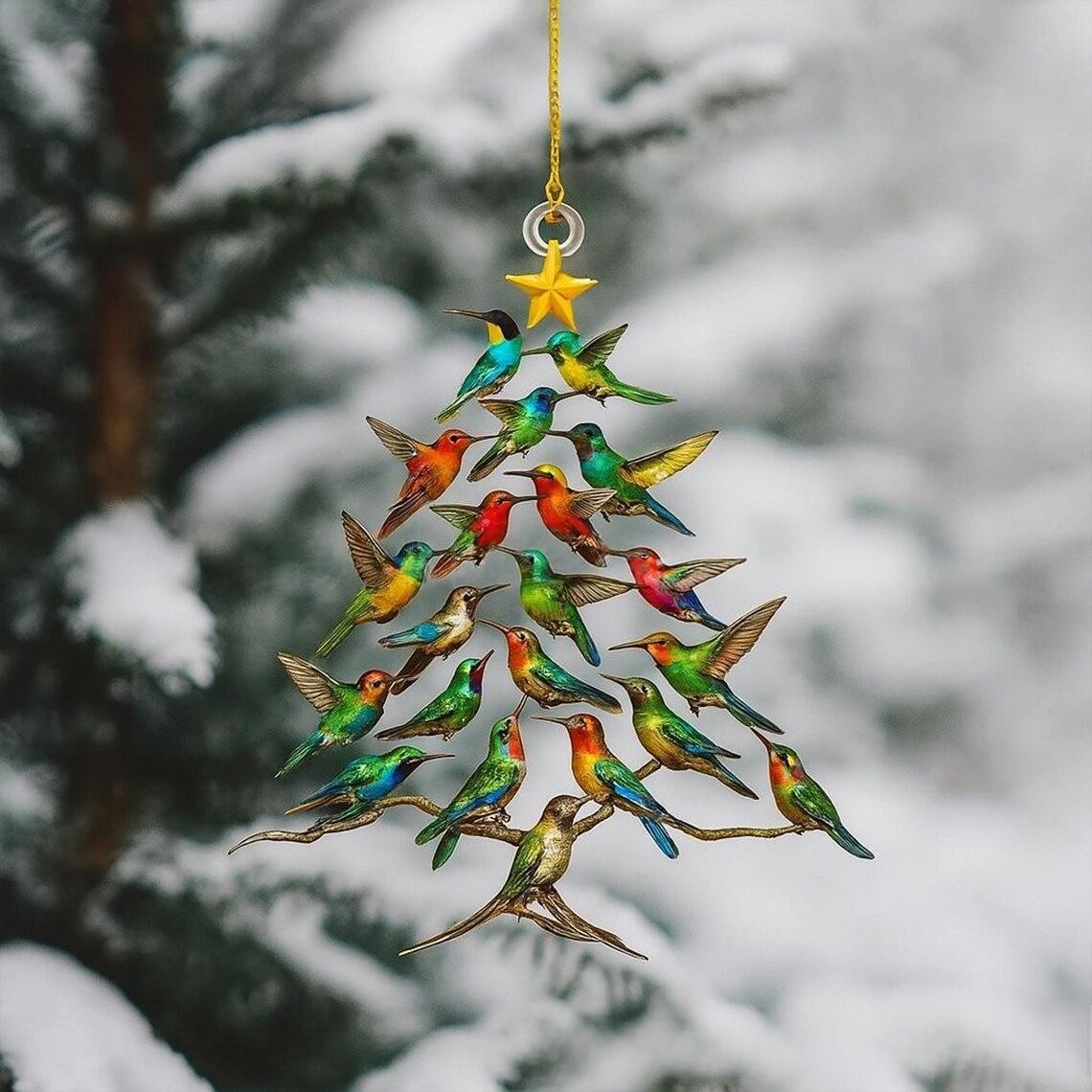 Nuevos productos transfronterizos de acrílico plano de simulación de pájaros colgante de decoración de Navidad árbol de Navidad colgante de decoración para el hogar image 29