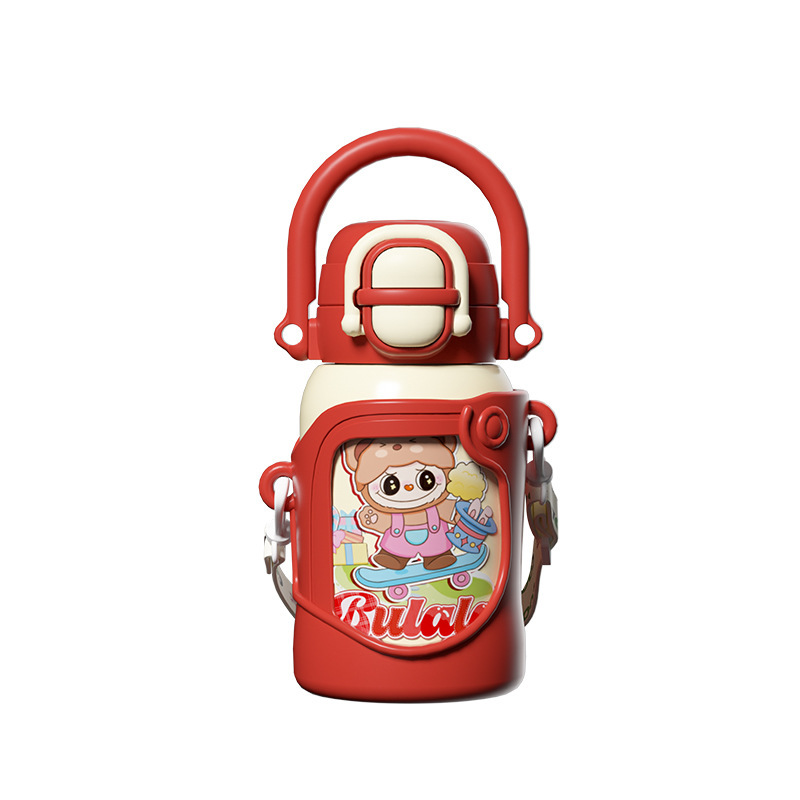 Taza de acero inoxidable actualizada caliente para niños dibujos animados doble bebida paja de aislamiento para niños kettle set puede ser un regalo