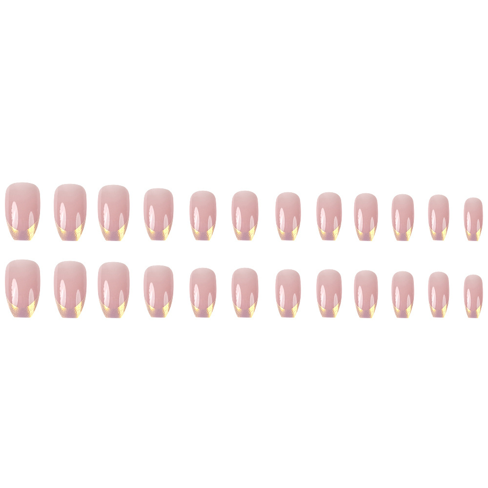 Gradiente transfronterizo polvo desnudo parche de uñas estilo francés Phnom Penh elegante y romántico usar uñas fábrica de 24 piezas de manicura