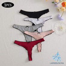 纯色低腰丁字裤女蝴蝶结性感丁字裤纯棉舒适透气女士内裤跨境爆款