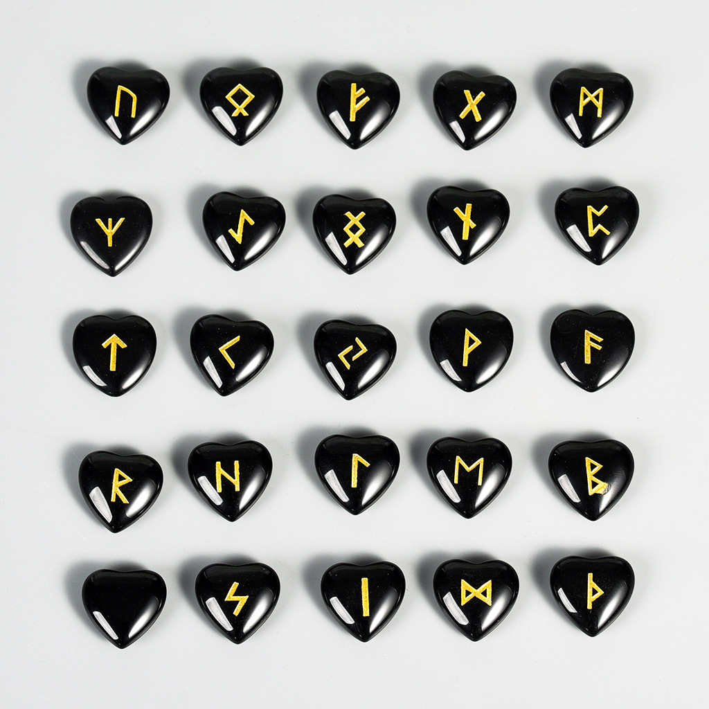 Amazon europeo y americano Venta caliente 25 cristal natural amor Luen carta ruoni Rune cristal piedra