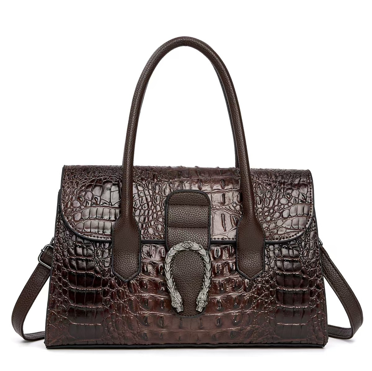 Clásico cocodrilo estampado bolso de mano casual de gran capacidad versátil bolso de hombro de moda de viaje mochila bolso de mano