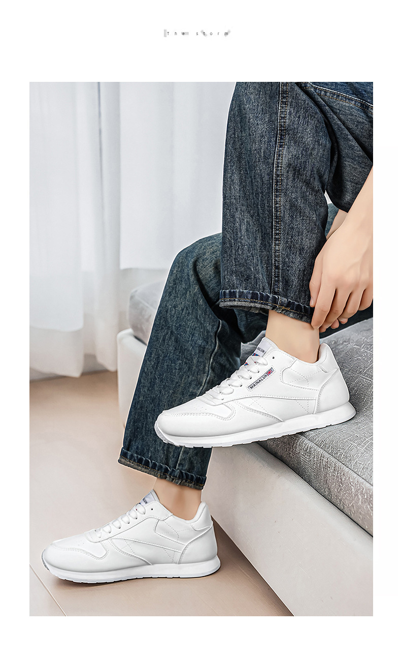 Men's Leather Casual Sneakers With Thick Sole For Height Increase_voghion.com