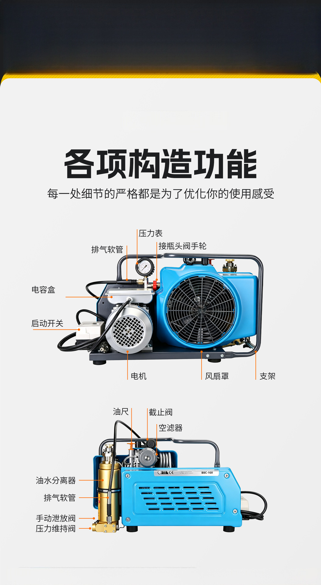 Gasoline Model Hmw100Gg Air Respirator Inflator Pump 100L Positive Pressure Compressor Portable Low Noise