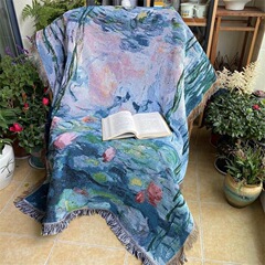 国境を越えたタペストリーTHROWモネ睡蓮油絵風ソファタオルのベッドの上の布の毛布の全カバー布