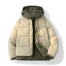 连帽棉服男冬季防风加绒加厚棉衣青少年宽松大码棉袄假两件外套