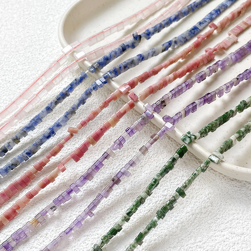 natural spar powder crystal amethyst square flat beads rice beads diy hand made bracelet necklace earrings beaded accessories material