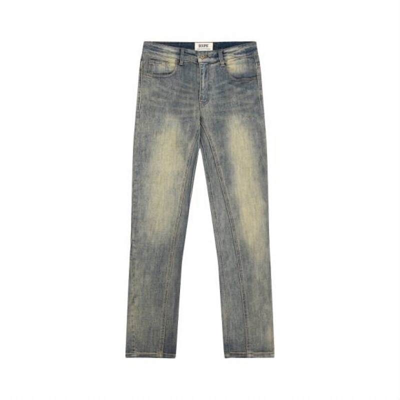 European and American High Street Style Vintage Hip-Hop Casual Patchwork Distressed Jeans