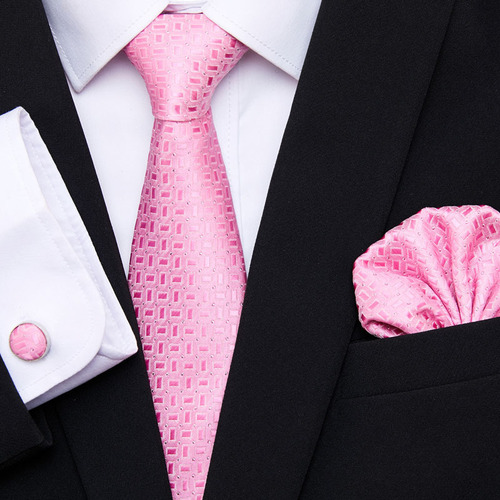 High-end polyester silk tie men's cashew flower groomsmen wedding tie pocket square set jacquard