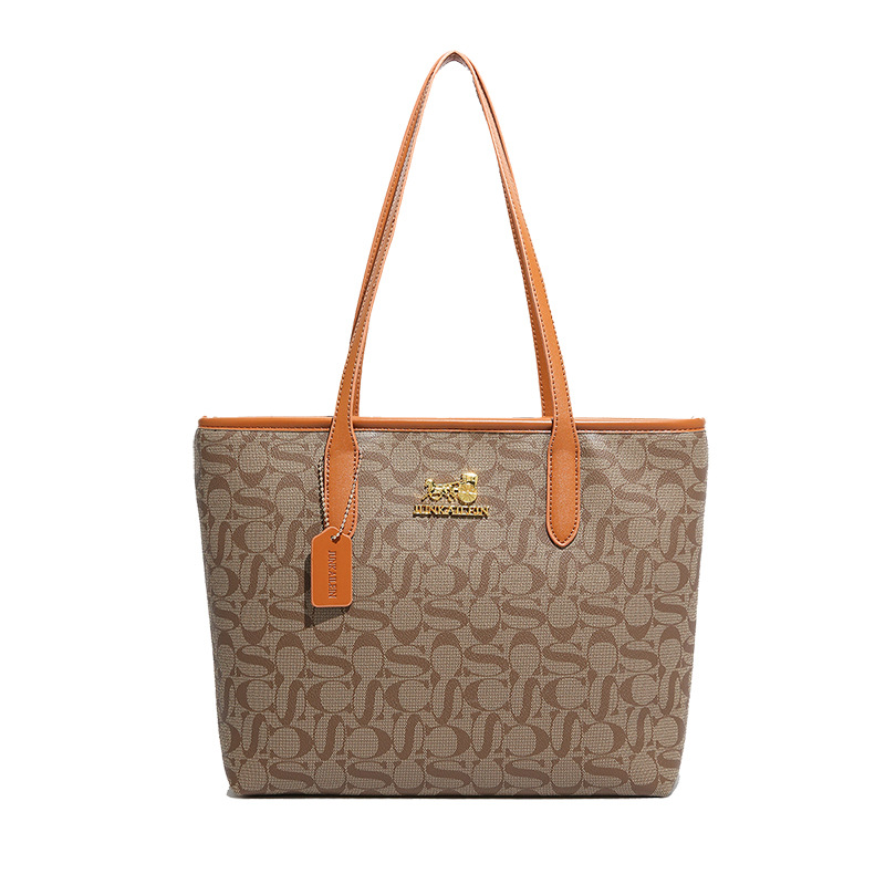 Bolsa de impresión retro para mujeres 2025, nueva moda de gran capacidad de bolsas de compras de viaje, bolsas de computadora, bolsas de hombro y brazo