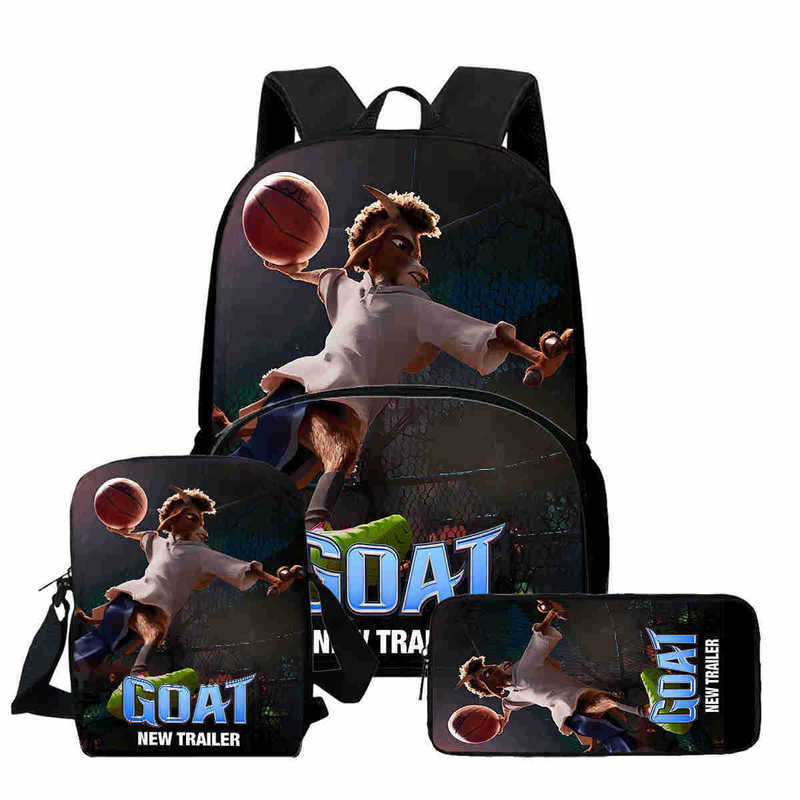 Children's Schoolbag Miracle Dream Team Primary School Student Backpack Goat Printed Kidsren's Bag Meal Bag Pencil Case Three-Piece Set Children's Schoolbag Miracle Dream Team Primary School Student Backpack Goat Printed Kidsren's Bag Meal Bag Pencil Case Three-Piece Set