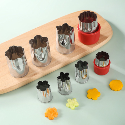 Household stainless steel biscuit mold baby food supplement tool vegetable cartoon animal fruit flower cutter baking mold