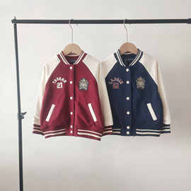 G24秋款 韩版童装国内专柜外贸尾单男女童2色夹克棒球费外套TTJM2