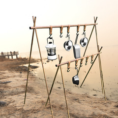 New wood grain outdoor portable camping rack folding ultra-light camping tripod travel sundries hanger