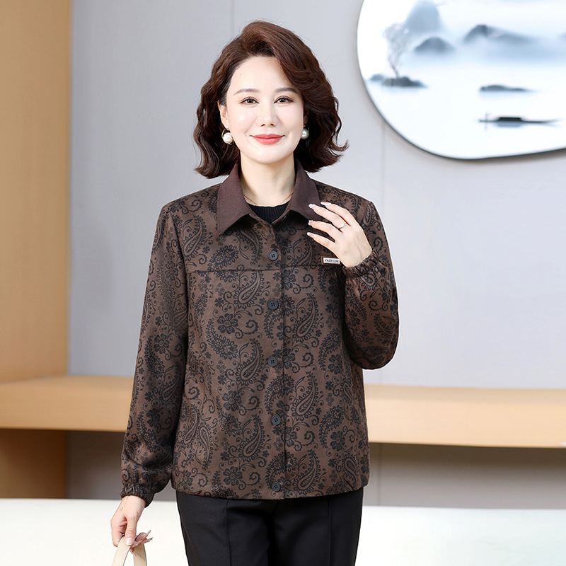 批发一件代发中老年妈妈时尚夹克翻领外套洋气百搭秋季休闲外套|undefined
