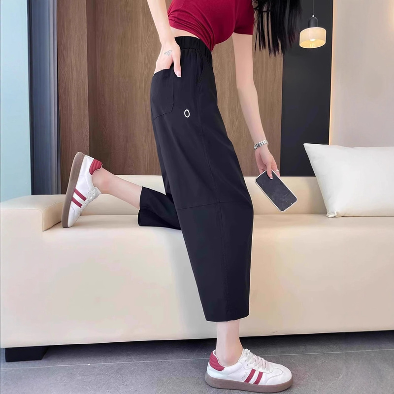 Black Ice Silk Cool-Feel Sports Pants for Women, 2025 Summer Thin Loose Casual Jogging Cropped Harem Quick-Dry Pants Black Ice Silk Cool-Feel Sports Pants for Women, 2025 Summer Thin Loose Casual Jogging Cropped Harem Quick-Dry Pants