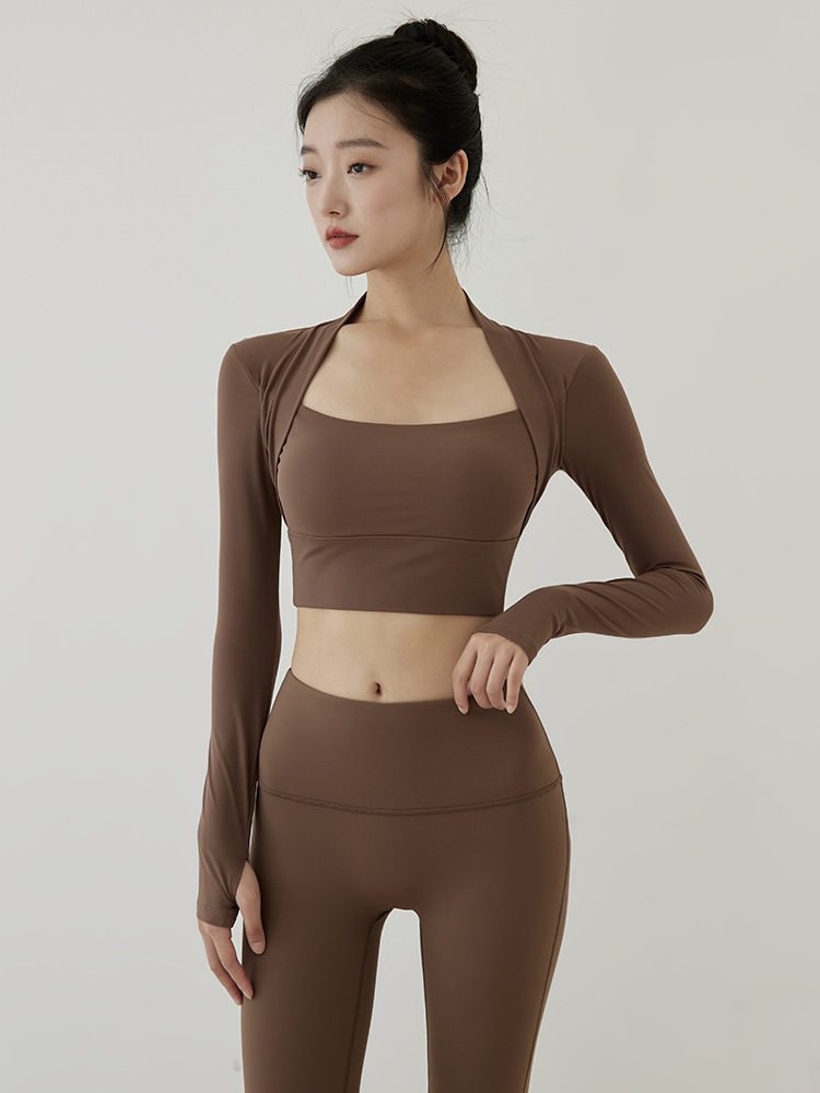 hip-lifting high-elastic long sleeve tight solid color Yoga clothing with chest pad NSYWH139371