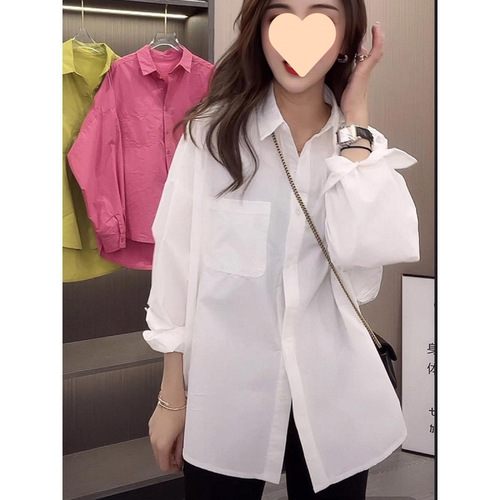 Pink Women's Spring and Autumn 2025 New Style European Goods Minority Design Versatile Casual Loose Long-Sleeve Shirt Top Trendy