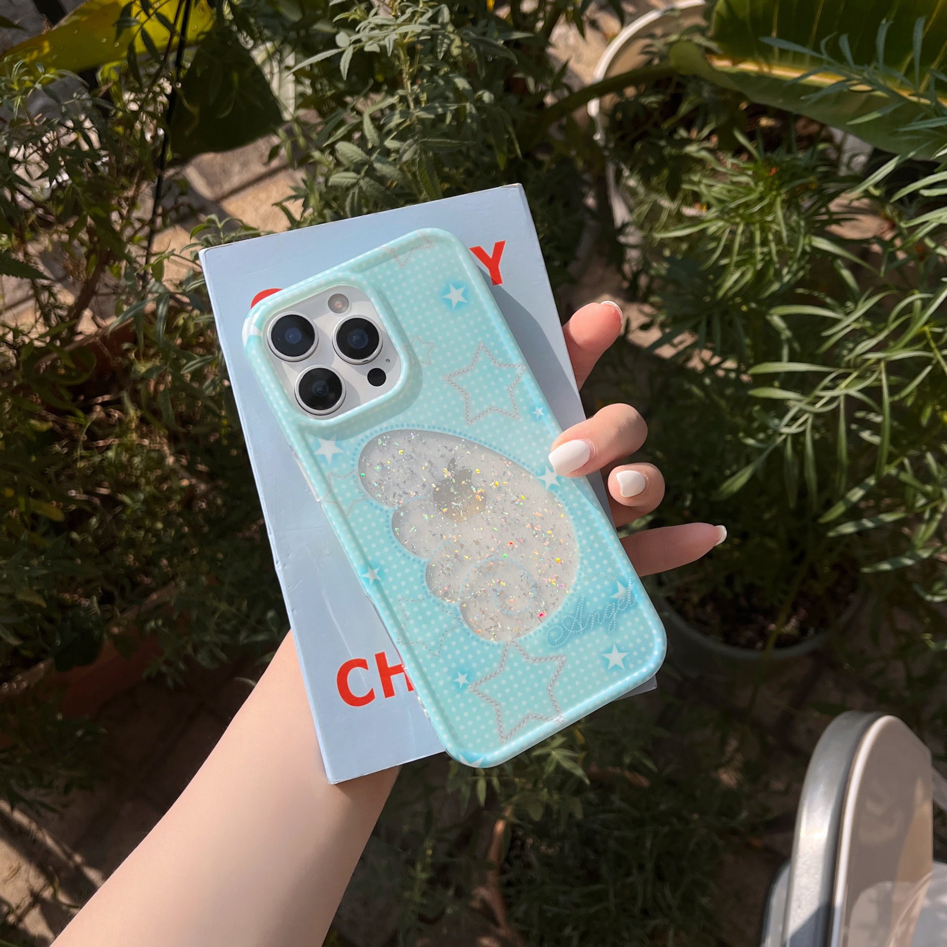 Alas de estrella a cuadros frescas de ensueño para Apple 15ProMax funda para teléfono móvil 16Pro hueco 14/13 nuevo