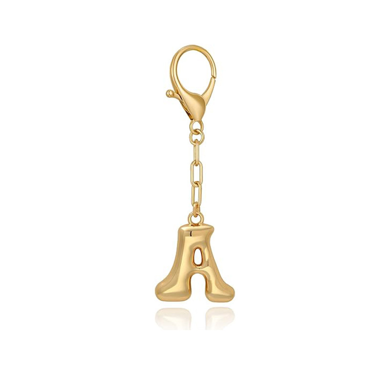 Cross-border Hot Sale 26 Letter Keychain Pendant Simple Fashion Joker English Letter Metal Bag with Hanging Ornaments